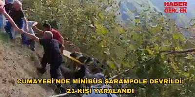 Cumayeri'nde Minibüs Şarampole Devrildi; 21 Kişi Yaralandı