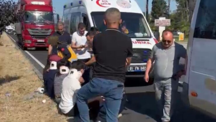 DÜZCE’DE ZİNCİRLEME KAZA; 6 KİŞİ YARALANDI