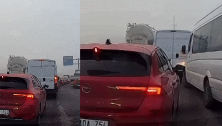 Okul Servisi Yeşilde Kaynak Yapıp Trafiği Tehlikeye Attı!