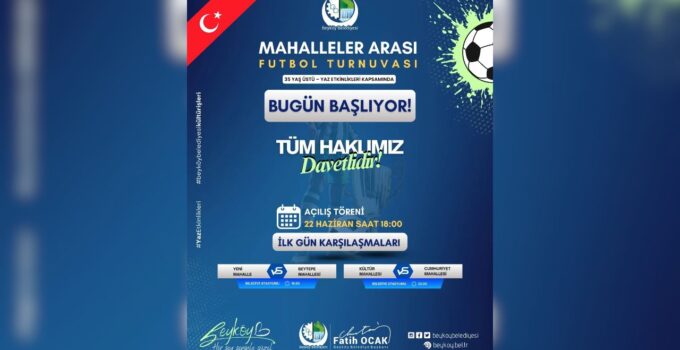 MAHALLELER ARASI 35 YAŞ ÜSTÜ FUTBOL TURNUVASI BAŞLIYOR